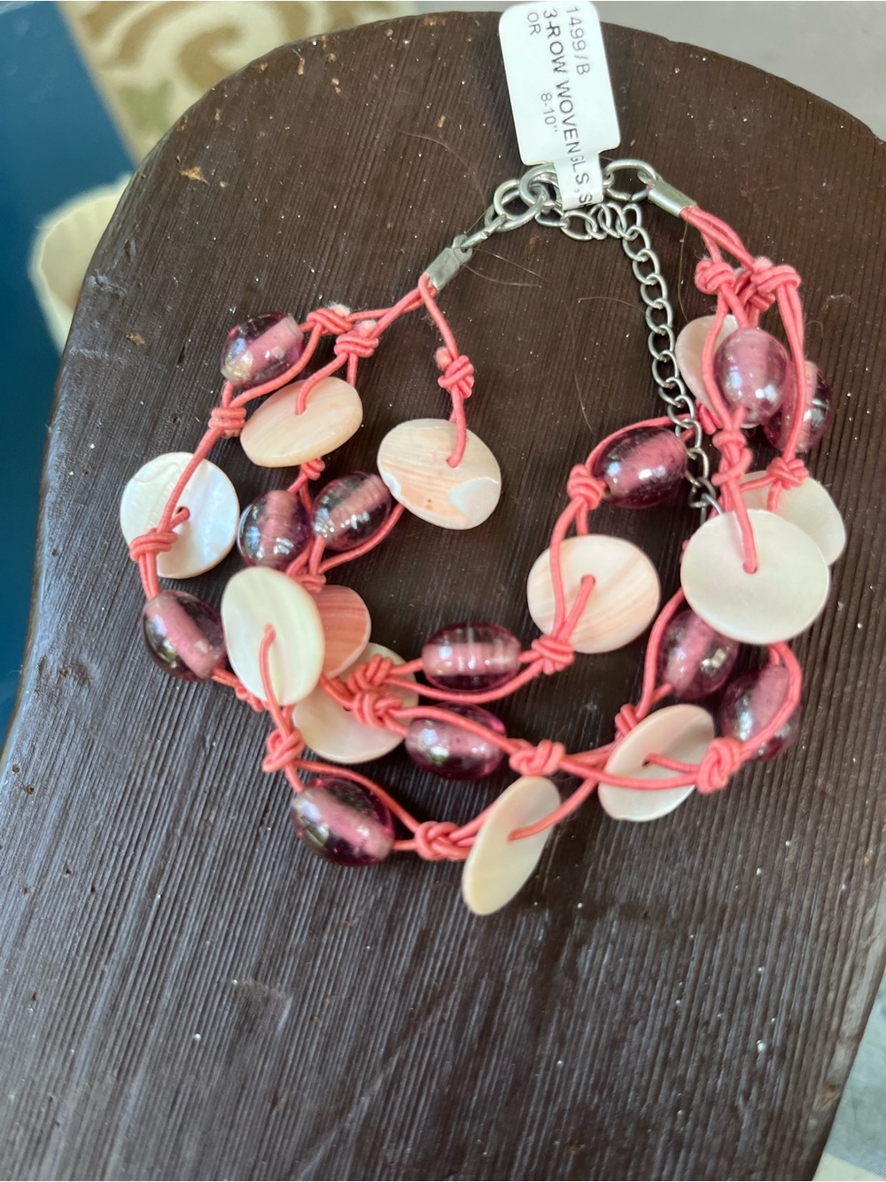Handcrafted Pink Shell & Bead Multi-Strand Bracelet